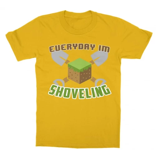 Sárga Minecraft gyerek rövid ujjú póló - Everyday I’m shoveling