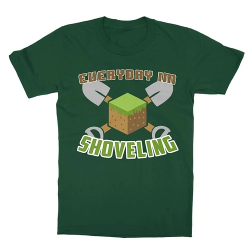 Sötétzöld Minecraft gyerek rövid ujjú póló - Everyday I’m shoveling