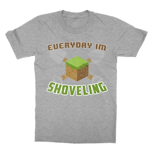 Sportszürke Minecraft gyerek rövid ujjú póló - Everyday I’m shoveling