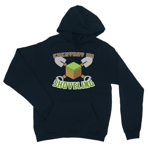 Sötétkék Minecraft unisex kapucnis pulóver - Everyday I’m shoveling