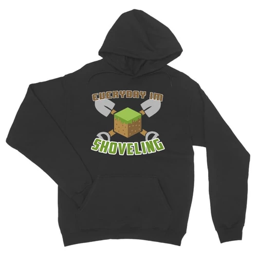 Sötétszürke Minecraft unisex kapucnis pulóver - Everyday I’m shoveling