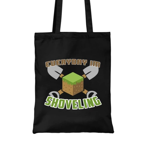 Fekete Minecraft vászontáska - Everyday I’m shoveling