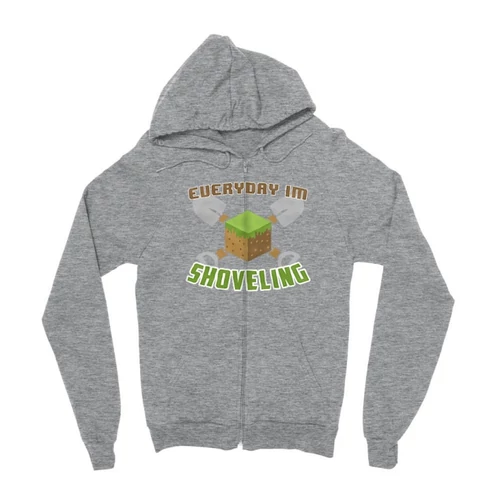 Sportszürke Minecraft zipzáros pulóver - Everyday I’m shoveling