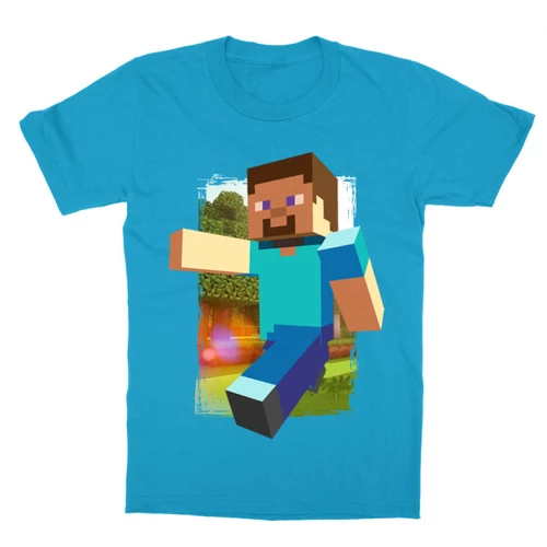 Atollkék Minecraft gyerek rövid ujjú póló - Minecraft clipart
