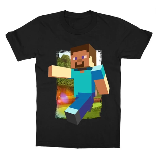 Fekete Minecraft gyerek rövid ujjú póló - Minecraft clipart