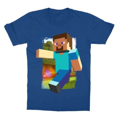 Királykék Minecraft gyerek rövid ujjú póló - Minecraft clipart