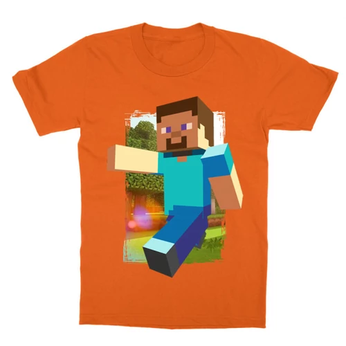 Narancs Minecraft gyerek rövid ujjú póló - Minecraft clipart
