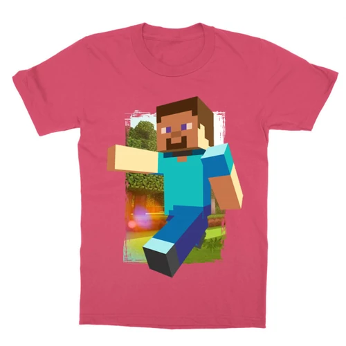 Pink Minecraft gyerek rövid ujjú póló - Minecraft clipart