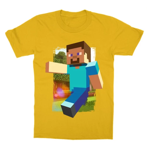 Sárga Minecraft gyerek rövid ujjú póló - Minecraft clipart