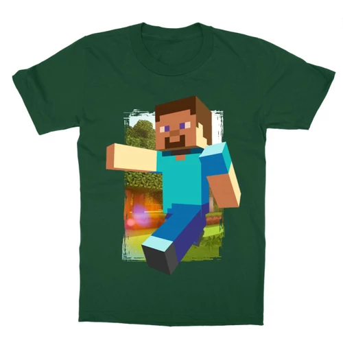 Sötétzöld Minecraft gyerek rövid ujjú póló - Minecraft clipart