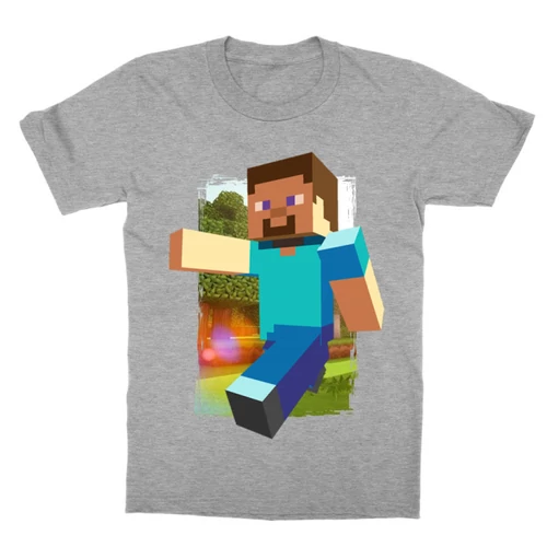Sportszürke Minecraft gyerek rövid ujjú póló - Minecraft clipart