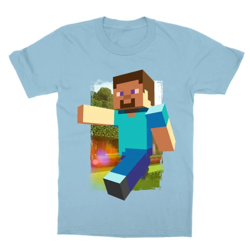 Világoskék Minecraft gyerek rövid ujjú póló - Minecraft clipart