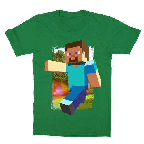 Zöld Minecraft gyerek rövid ujjú póló - Minecraft clipart