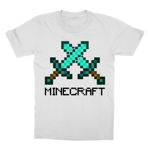 Fehér Minecraft gyerek rövid ujjú póló - Minecraft swords