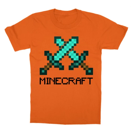 Narancs Minecraft gyerek rövid ujjú póló - Minecraft swords
