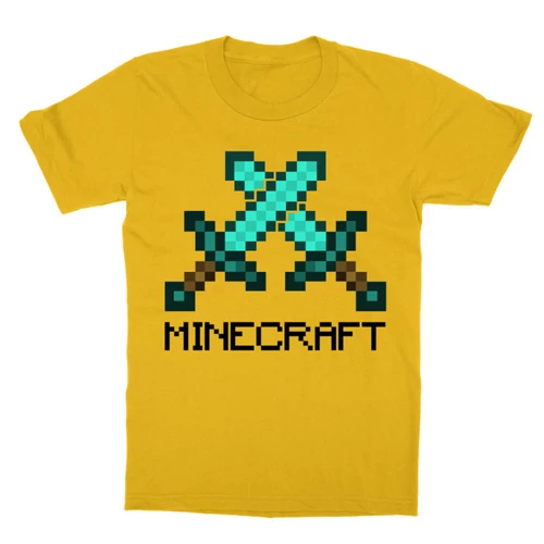 Sárga Minecraft gyerek rövid ujjú póló - Minecraft swords