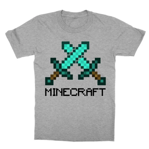 Sportszürke Minecraft gyerek rövid ujjú póló - Minecraft swords
