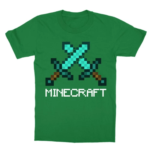 Zöld Minecraft gyerek rövid ujjú póló - Minecraft swords