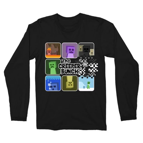 Fekete Minecraft férfi hosszú ujjú póló - The Creeper Bunch