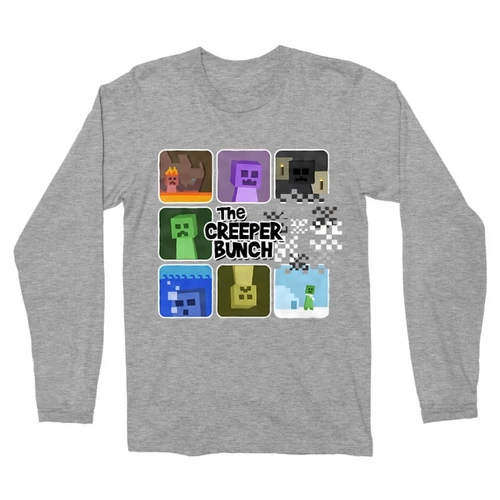 Sportszürke Minecraft férfi hosszú ujjú póló - The Creeper Bunch