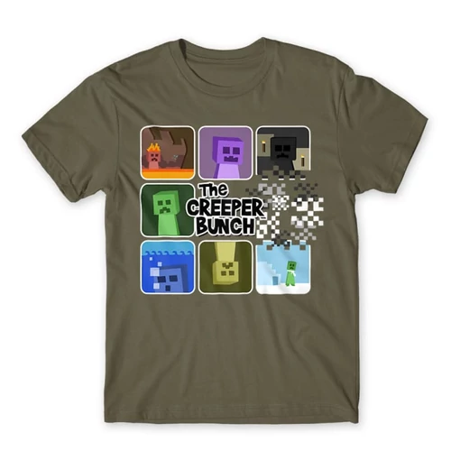 Cink Minecraft férfi rövid ujjú póló - The Creeper Bunch