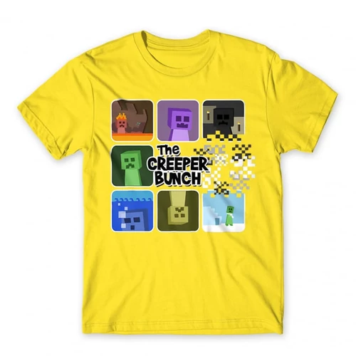 Citromsárga Minecraft férfi rövid ujjú póló - The Creeper Bunch