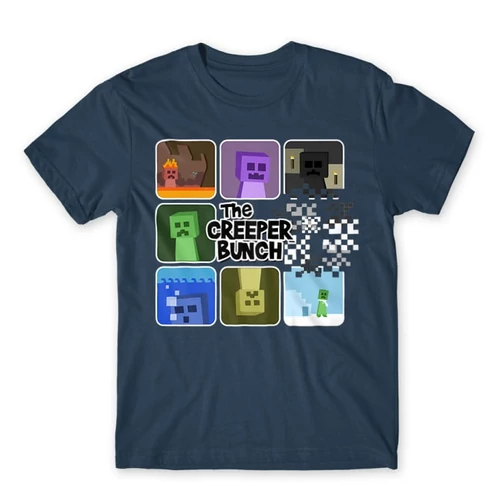 Denim Minecraft férfi rövid ujjú póló - The Creeper Bunch