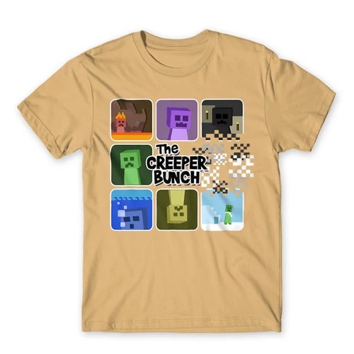 Homok Minecraft férfi rövid ujjú póló - The Creeper Bunch