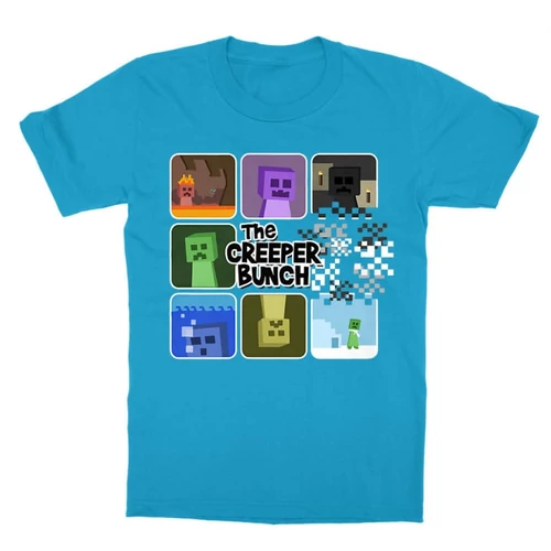 Atollkék Minecraft gyerek rövid ujjú póló - The Creeper Bunch