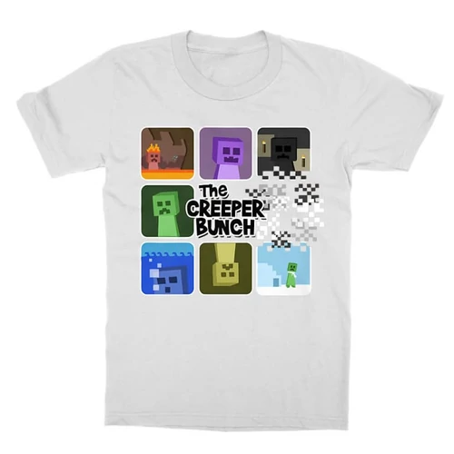 Fehér Minecraft gyerek rövid ujjú póló - The Creeper Bunch