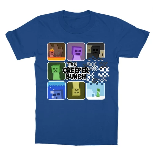 Királykék Minecraft gyerek rövid ujjú póló - The Creeper Bunch