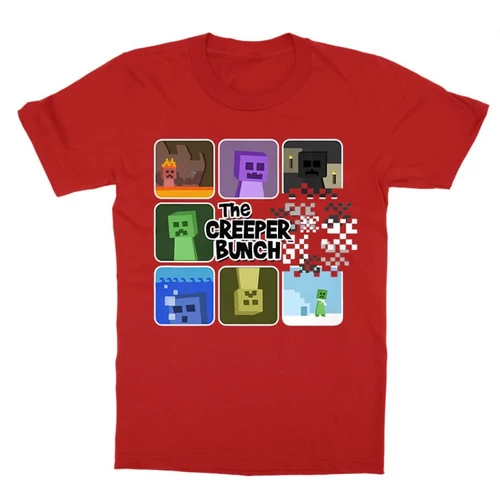 Piros Minecraft gyerek rövid ujjú póló - The Creeper Bunch