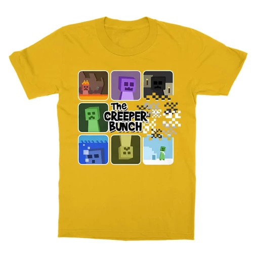 Sárga Minecraft gyerek rövid ujjú póló - The Creeper Bunch