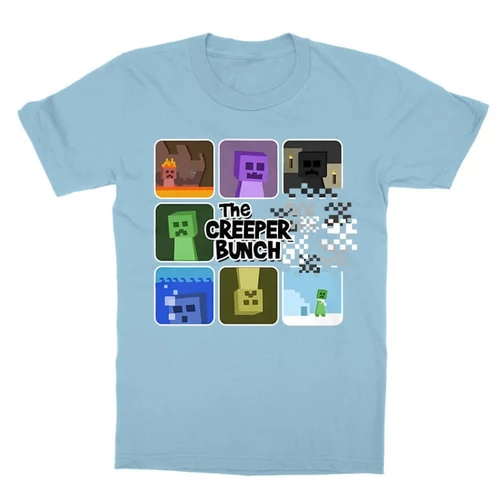 Világoskék Minecraft gyerek rövid ujjú póló - The Creeper Bunch
