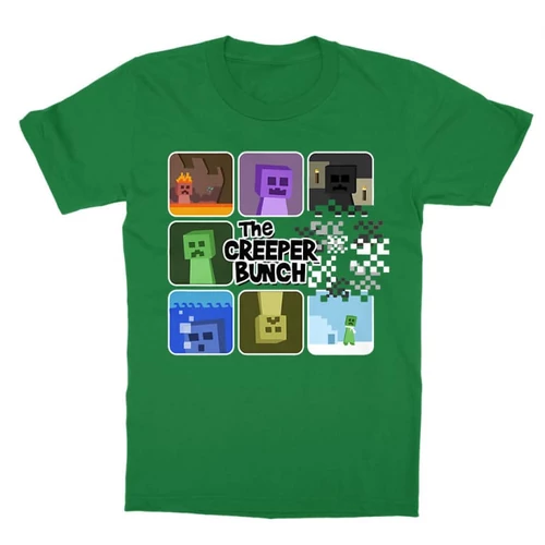 Zöld Minecraft gyerek rövid ujjú póló - The Creeper Bunch