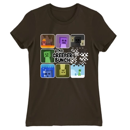 Barna Minecraft női rövid ujjú póló - The Creeper Bunch