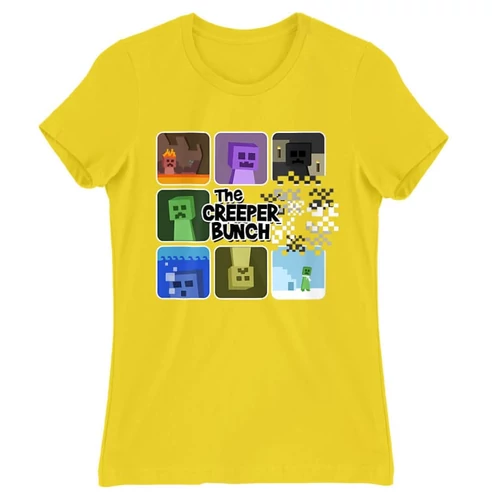Citromsárga Minecraft női rövid ujjú póló - The Creeper Bunch