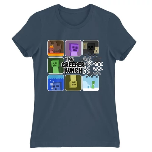 Denim Minecraft női rövid ujjú póló - The Creeper Bunch