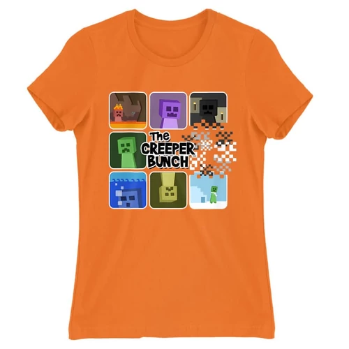 Narancs Minecraft női rövid ujjú póló - The Creeper Bunch
