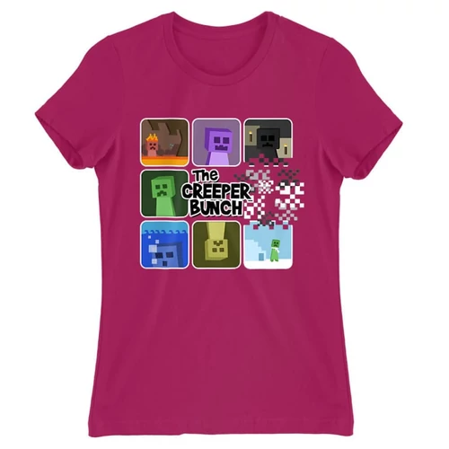 Pink Minecraft női rövid ujjú póló - The Creeper Bunch
