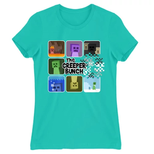 Türkiz Minecraft női rövid ujjú póló - The Creeper Bunch
