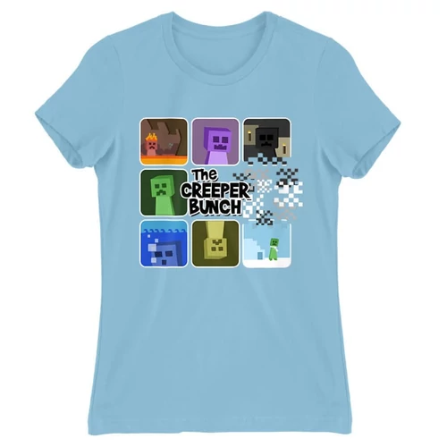 Világoskék Minecraft női rövid ujjú póló - The Creeper Bunch