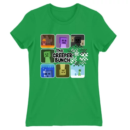 Zöld Minecraft női rövid ujjú póló - The Creeper Bunch