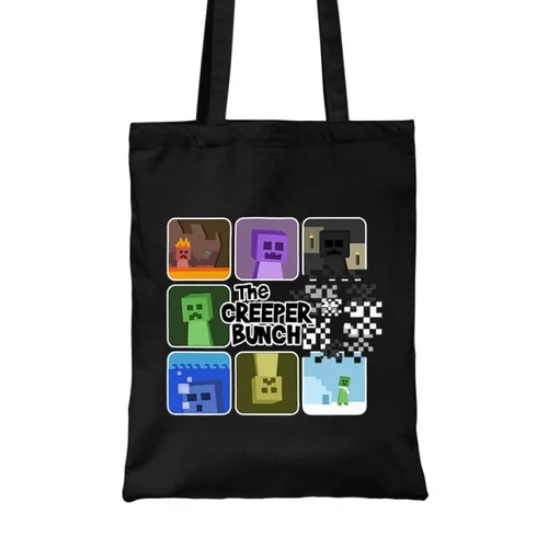 Fekete Minecraft vászontáska - The Creeper Bunch
