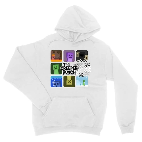 Fehér Minecraft unisex kapucnis pulóver - The creeper bunch