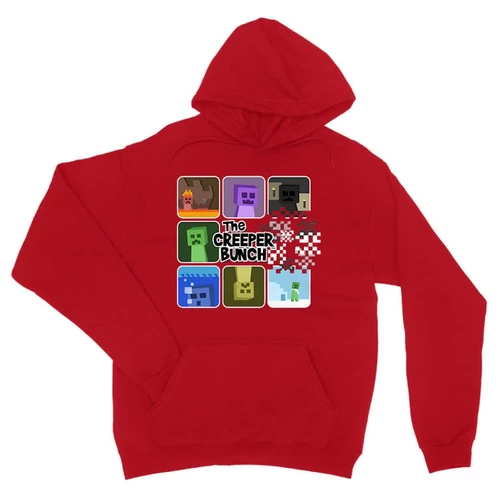 Piros Minecraft unisex kapucnis pulóver - The creeper bunch