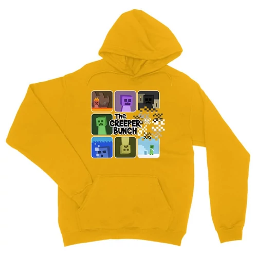 Sárga Minecraft unisex kapucnis pulóver - The creeper bunch