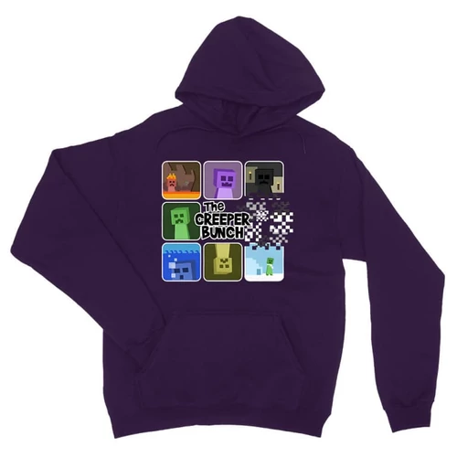 Sötétlila Minecraft unisex kapucnis pulóver - The creeper bunch