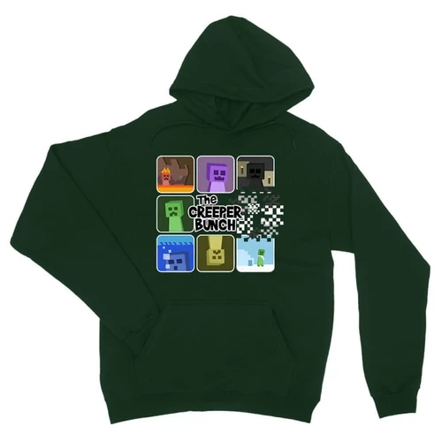 Sötétzöld Minecraft unisex kapucnis pulóver - The creeper bunch