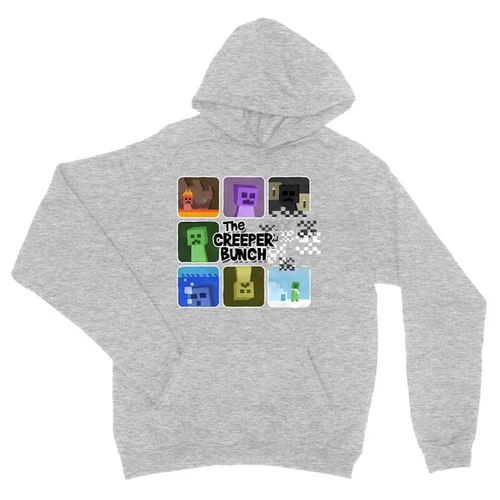 Sportszürke Minecraft unisex kapucnis pulóver - The creeper bunch